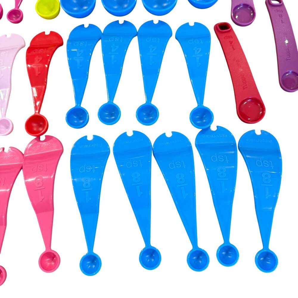 Tupperware Measuring Spoon Lot 41 Various Colors Curved Raindrop 6142 6144 6145 - Picture 2 of 7
